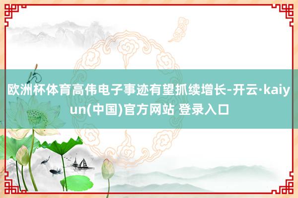 欧洲杯体育高伟电子事迹有望抓续增长-开云·kaiyun(中国)官方网站 登录入口
