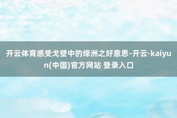开云体育感受戈壁中的绿洲之好意思-开云·kaiyun(中国)官方网站 登录入口
