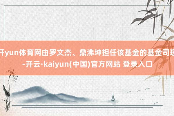 开yun体育网由罗文杰、鼎沸坤担任该基金的基金司理-开云·kaiyun(中国)官方网站 登录入口