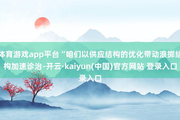 体育游戏app平台“咱们以供应结构的优化带动浪掷结构加速诊治-开云·kaiyun(中国)官方网站 登录入口