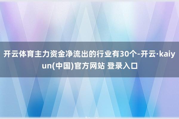 开云体育主力资金净流出的行业有30个-开云·kaiyun(中国)官方网站 登录入口