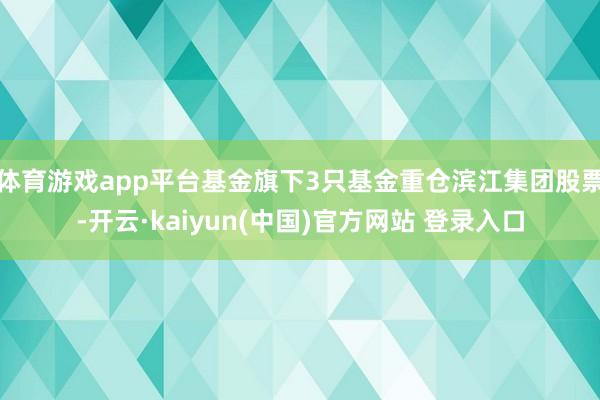 体育游戏app平台基金旗下3只基金重仓滨江集团股票-开云·kaiyun(中国)官方网站 登录入口