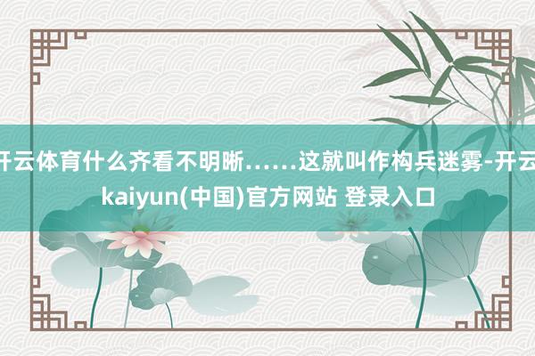 开云体育什么齐看不明晰……这就叫作构兵迷雾-开云·kaiyun(中国)官方网站 登录入口
