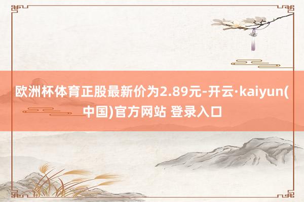 欧洲杯体育正股最新价为2.89元-开云·kaiyun(中国)官方网站 登录入口
