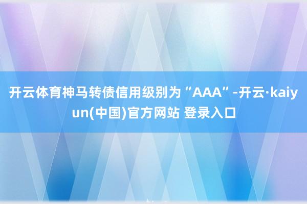 开云体育神马转债信用级别为“AAA”-开云·kaiyun(中国)官方网站 登录入口